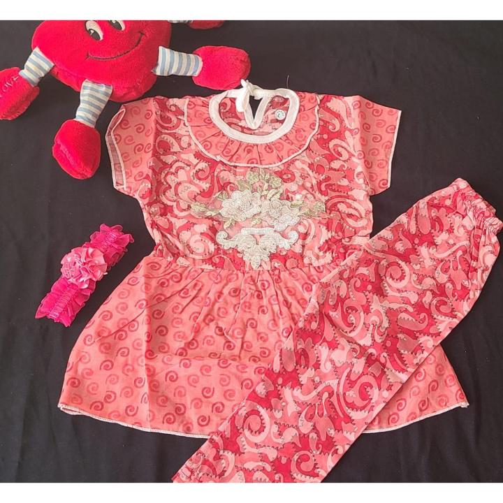 BABY GIRL'S CLOTHING SET IN LAWN FABRIC PIECE DRESS