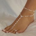 Pretty Pearl Barefoot Sandal Anklet Ankle Bracelet Foot Chain Toe Ring Jewelry. 