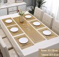 7Pcs Table Mat & Table Runner Set Heat Resistant Placemats, Stain Resistant Washable PVC Table Mats for Dining Table Woven Placemat. 