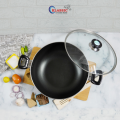 KLASSIC Wok / Karahi Round Short Handle 28Cm with Glass Lid Non Stick. 