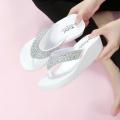 【ALLGOOD】Korean Style Women Lady Summer Slippers Fashion Rhinestones Wedges Flip Flops Women's Casual Beach Shoes Wedge Sandals female women shoes. 