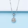 925 Silver Rhodium plating 1 Carat VVS1 Diamond Test Round Shape Moissanite Pendant Necklace Women Classic Gemstone Necklace. 