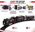 High-Quality Battery-Operated Black Train Set with Track - 13pcs, Classic Steam Locomotive & Passenger Cars, 210cm Railway Toy for Kids. 