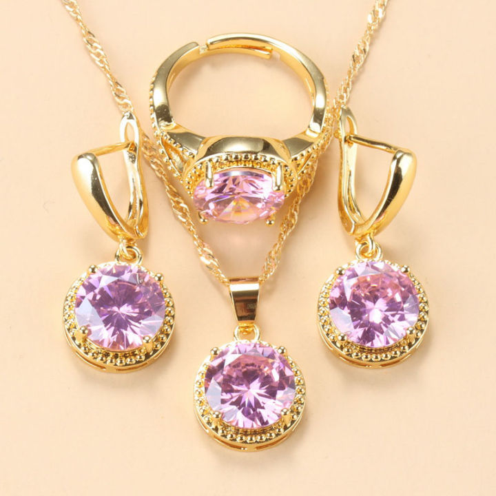 Juego De Joyería De Perlas - Collar Y Pendientes Con Zirconia (regalo Perfecto)