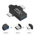 【Thriving】 USB C to USB 3.0 OTG Converter USB 2 in 1 Type C Micro-OTG Adapter. 