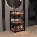 3-Layer Kitchen Accessories Microwave Oven Stand Rack with Wooden Shelves and Black Iron Frame – Multi-Purpose Kitchen Storage Shelf. 