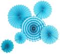 Paper Fans Party Decorations Set, Round Pattern Hanging Paper Garlands Decoration for Wedding Birthday Party Baby Showers Graduation Events Accessories, Set of 6 (Blue). 