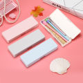Storage Box, Unprinted Pastel Colour Plastic Matte Solid with Secure Snap-tight Lid, For School Office Art Supplies Cosmetics Jewellery, Holds up to 10 pens. 