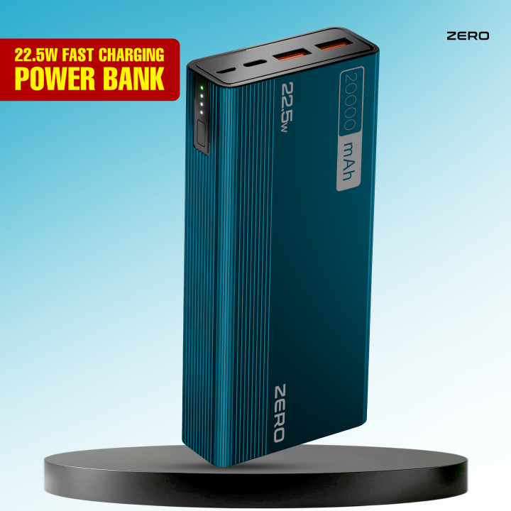 Zero® Lumin L-200 Power Bank 20000mAh 22.5W Fast Charging PowerBank | QC 3.0 Powerbank | USB-C Input/Output Powerbank  | Built-in Cable Powerbank | Aluminum Body Powerbank | Portable Powerbank  | Fast Charge Power Bank for Android & IOS