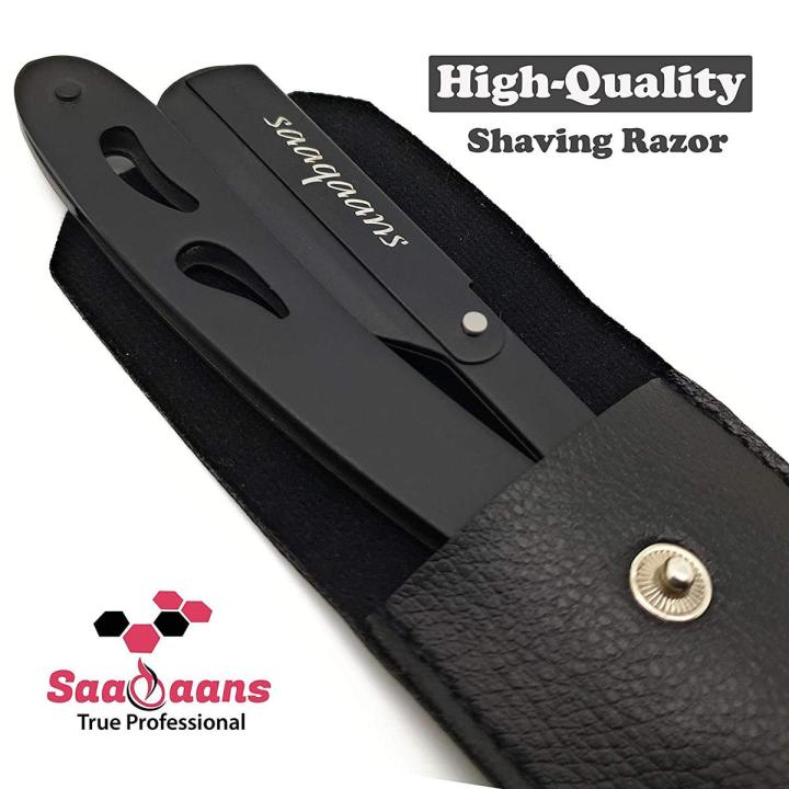 Ustara Razor Shaving Razor Product Straight Cut Throat Razor in Black color with ...