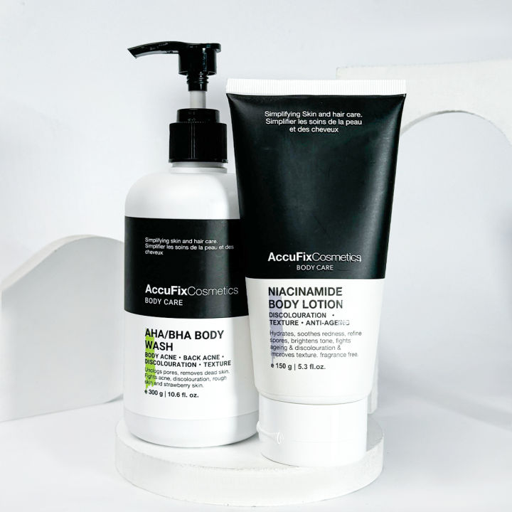 Basic Body Care Bundle | Value Set | Body Lotion | AHA/BHA Body Wash | AccuFix Cosmetics