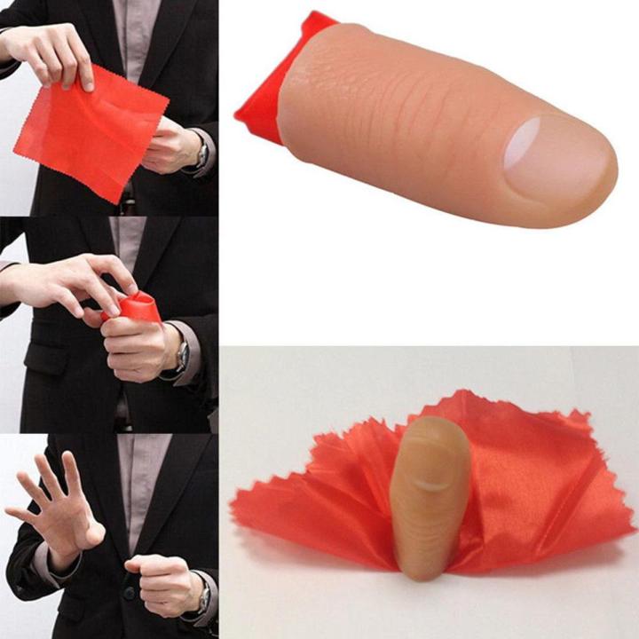 Magic Rubber Thumb Tip with Silk Vanish Appearing Finger Trick Props Toys