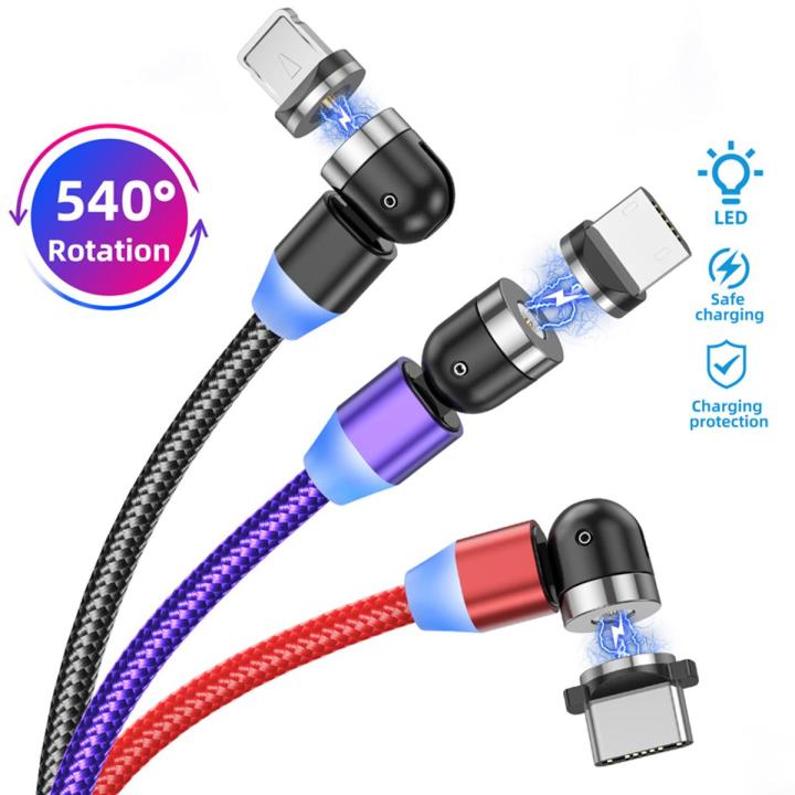 Lovebay Magnetic Cable Micro USB Type C Cable Charger Mobile Phone Charger Fast Charging For iPhone 11 Samsung LED 540 Rotate