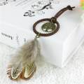 Graceful Hot Boho Key Chain Ring Metal Feather Tassels Dream Catcher Keyring Keychain Brown One Size Brown. 