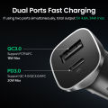 UGREEN USB C Car Charger 40W 36W PPS Aluminum Alloy iPhone Fast Car Charger Adapter PD&QC 3.0 Dual Port Blue LED Compatible with iPhone 16 15 Pro X SE, Galaxy S25 S24 Note20 iPad Pro. 