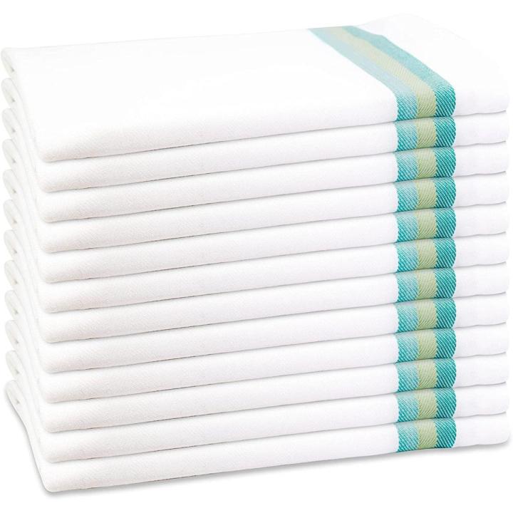 Set of 6 LARGE ,Tea Towels, Soft and Absorbent - Lint Free, Kitchen Dish Towels 50x70 cm. 100% Cotton ,Fade Resistant and Quick Dry.