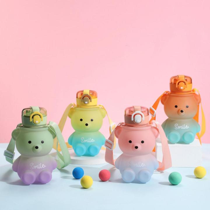 800ml Cute Kawaii Water Bottle for Girl Bear Plastic Pink Korean ...