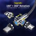 【NEW】 Essager Rotate Magnetic Cable Magnet Charger Micro USB Type C Cable 2.4A Fast Charging Mobile Phone Wire Cord For Iphone Xiaomi. 