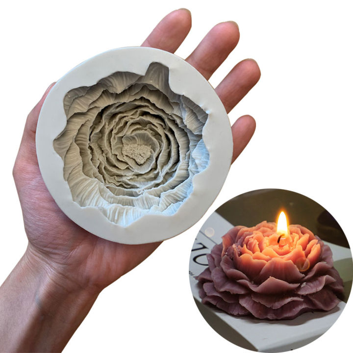 Peony Rose  Candle Molds Resin Silicone Aromatherapy Silicone Candle Mold Handmade Diy Aromatherapy Candle Mold Large Peony Handmade Soap Model Plaster Mold Artificial Flower