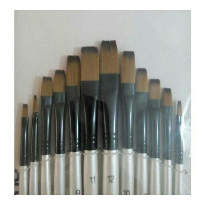 Pack of 12 Flat Painting Brush Set For Artists