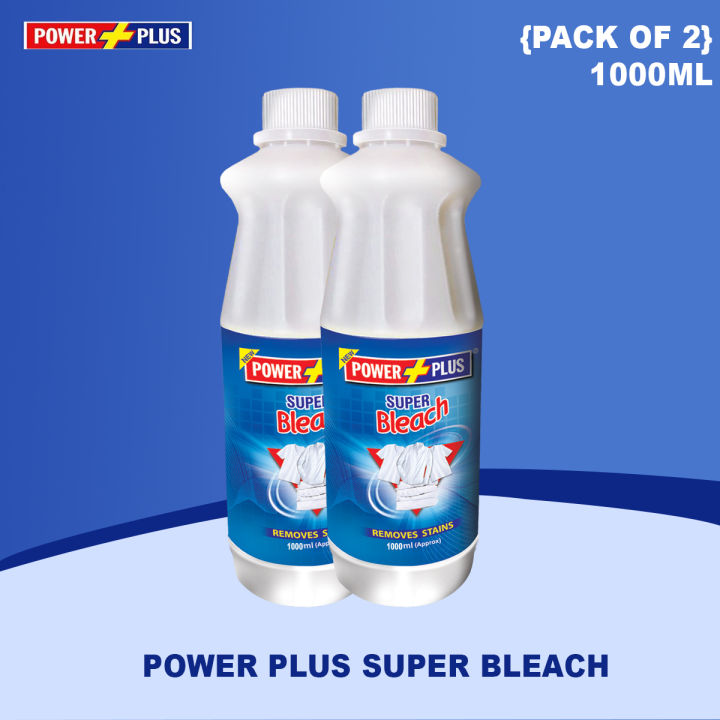 Power Plus Super Bleach liquid | Antibacterial Washing + Stain Remover Cleaner 1000ml (Pack of 2 pcs}