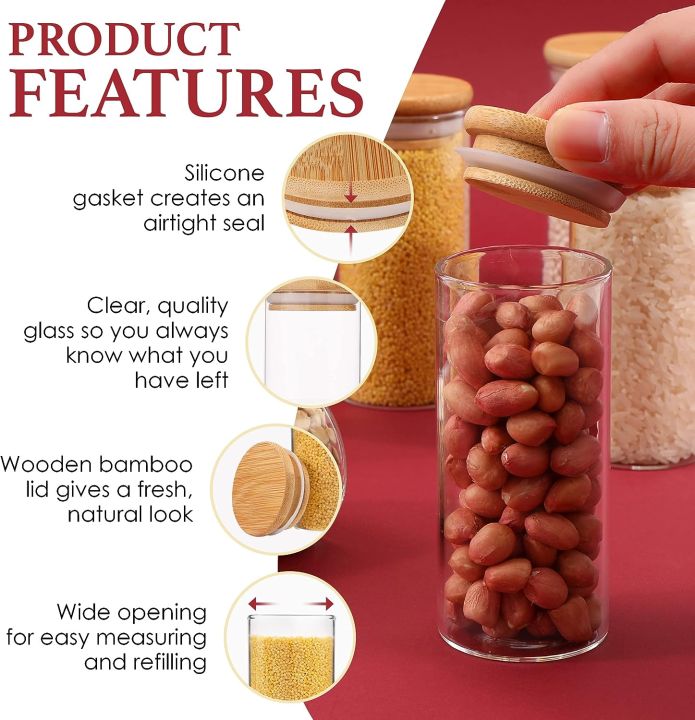AKHPAL%20Glass%20jars%20with%20bamboo%20lids,%2012%20pieceS%20spice%20jars%20with%20bamboo%20lids,%20340ml%20glass%20storage%20jars,%20%20glass%20canisters%20with%20wooden%20airtight%20lids,%20labels,%20glass%20storage...%20-%20Image%206