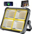 TDplus LED Construction Spotlight, Battery, 100 W, LED Battery, 336 LEDs, Solar Panel, 4 Light Modes, External Battery with 12000 mAh, Magnetic Function, LED Spotlight Battery, Ideal for Camping, Work, Fishing, Colour Black [Energy Class A++]. 