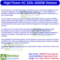 2000W High Power 220V AC Dimmer with Adjustable Knob for Fan, Light, Motor & Temperature Speed Control | Smooth Variable Output Controller by Electrica. 