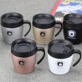 Ingenuity Leisure Vacuum Insulation Cup Creative Cafe Style Stainless Steel Travel Mug With Lid & Steel Spoon (330ML). 