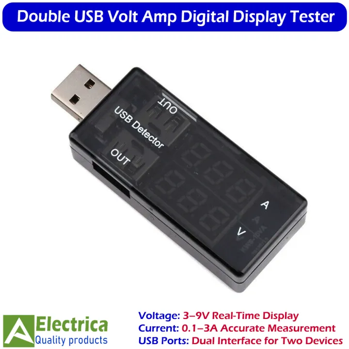 Double%20USB%20Volt%20Amp%20Meter%20Detector%20Tester%203%E2%80%939V%200.1%E2%80%933A%20Portable%20USB%20Charger%20Tester%20with%20Digital%20Display%20by%20Electrica%20-%20Image%202