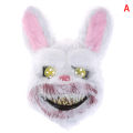 Halloween Mask Bloody Killer Rabbit Mask Teddy Bear  Plush Cosplay Horror Mask-Angelia. 