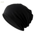 Summer Soft Cotton Slouchy Beanie Chemo Hat Women Men Black. 
