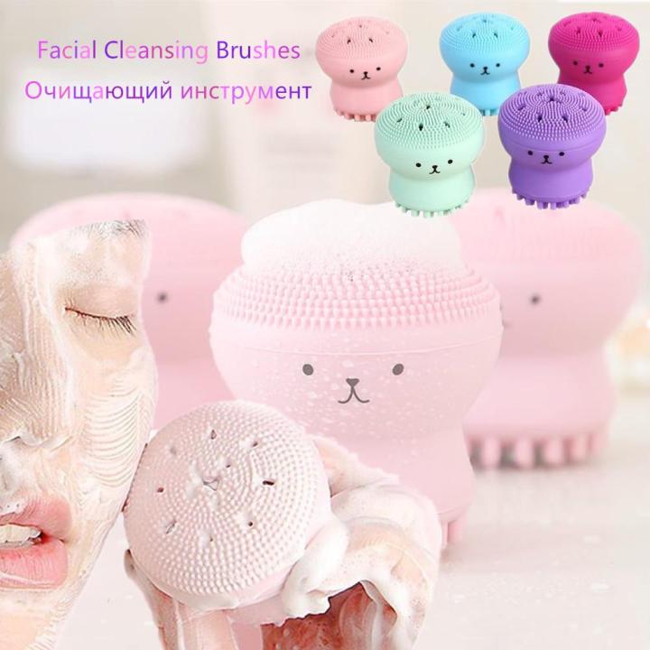 Silicone Facial Cleansing Brush Face Cleaning Makeup Cleaner Tool Skin Care Deep Pore Exfoliator Black Heads Removal Manicure Pedicure Beauty Massage Silicone Facial Cleaning Face Scrub Washing Brush Oil Removal Beauty Massage - Multicolor