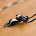 Huitan Personality Black/White Cat Necklace for Women Metallic Style Fashion Versatile Female Accessories Fancy Gift Hot Jewelry. 
