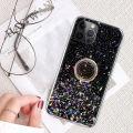 Casinglee for iPhone 13 Pro Max case Shiny Ring Glitter Soft Transparent Holder Stand Back cover with String for Apple iPhone 13 Pro Max cases cover Stars Moon Girls. 