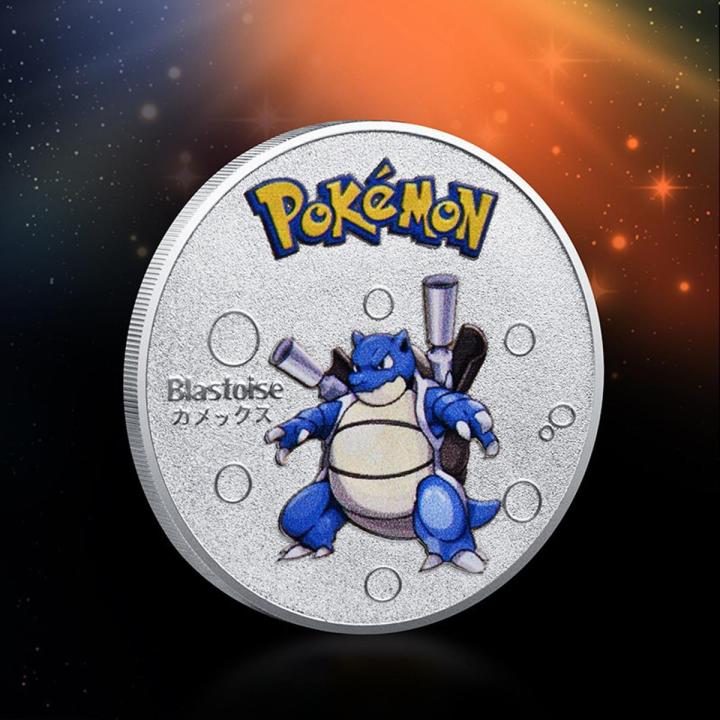 Pokemon Coine Anime Commemorative Gold Coin Metal Pokémon Coins Pikachu Vmax Charizard Mewtwo Golden Round Iron Hard Cards Toys