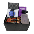 customize gift box for boys - men - brother - husband - son - friends on birthday - eid - valentine with perfume - watch - wallet - chocolates. 