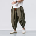 Yfashion Men Large Size Bloomers Pants Solid Color Casual Yoga Pants Loose Quick-drying Harem Pants color. 