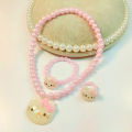 3Pcs Hello Kitty Pearl Necklace Bracelet Ring Suit Kawaii Cute Cartoon Anime Jewelry Birthday Gifts Toys For Girls Toys MIRRORRR. 