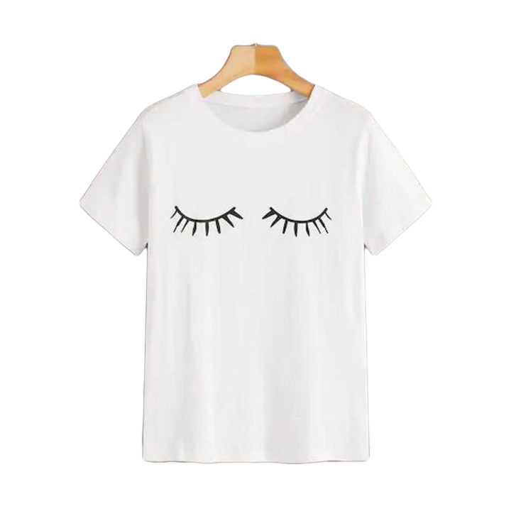 White Simple printed T shirt for woman girls