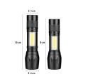 Pocket size torch light - Mini LED Micro USB Charging with Cable and Case - Powerful torch COB Small Rechargeable - Swat Rechargeable Hand Lamp -Mini Flashlight Built In Battery Zoom Torch -  Adjustable Outdoor Waterproof emergency Pocket Light. 