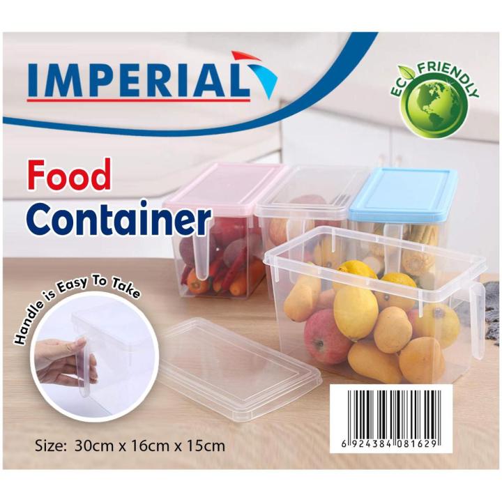 Home & Refrigerator Storage Box Transparent Sealed Rectangle Plastic Container with Lid and Handle By Golden Traders