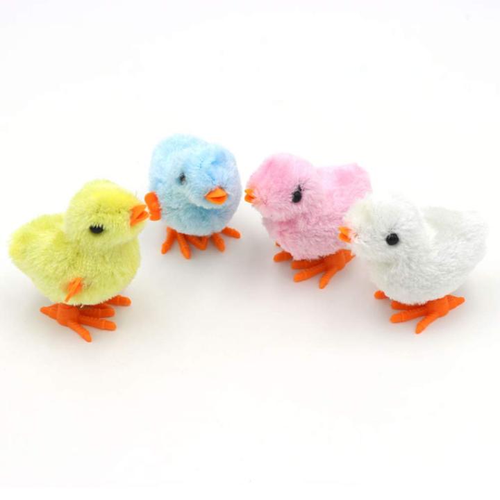 Pack of 1 Funny Walking Chicken Chick Toy - Yellow, Blue, White & Pink-