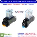 8Pin or 14Pin 12V DC / 220V AC Coil Power Relay with Screw Terminal Base, LY2 & LY4 General Purpose Relay by Electrica. 