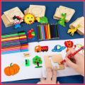 Set of 6Pcs | 15Pcs | 26Pcs A to Z Complete ABC Wooden Drawing Stencils for Kids Learning | Wooden Art Kit for Colouring and Painting. 