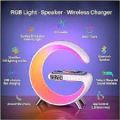 G63 G Shaped Lamp - Bluetooth Speaker For PC & Mobile - 15W Wireless Charger - Digital Alarm Clock - Mini Portable Speaker - Lamp For Bedroom Side Table & Study Table - Night Light - Show Piece For Room Decoration. 