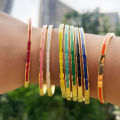 Zalman 3mm Width Colorful Enamel Thin Bangles Stainless Steel Gold Color Cute Lover Bracelets for Women Trendy Jewelry New 2023. 