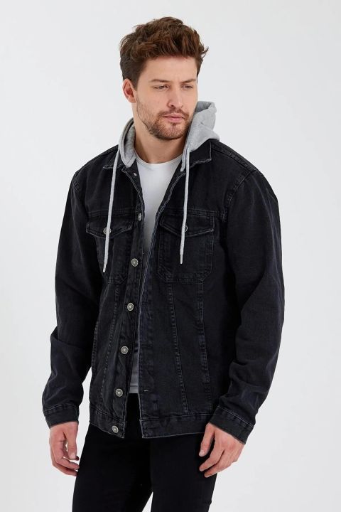 Hooded jeans jacket mens hotsell