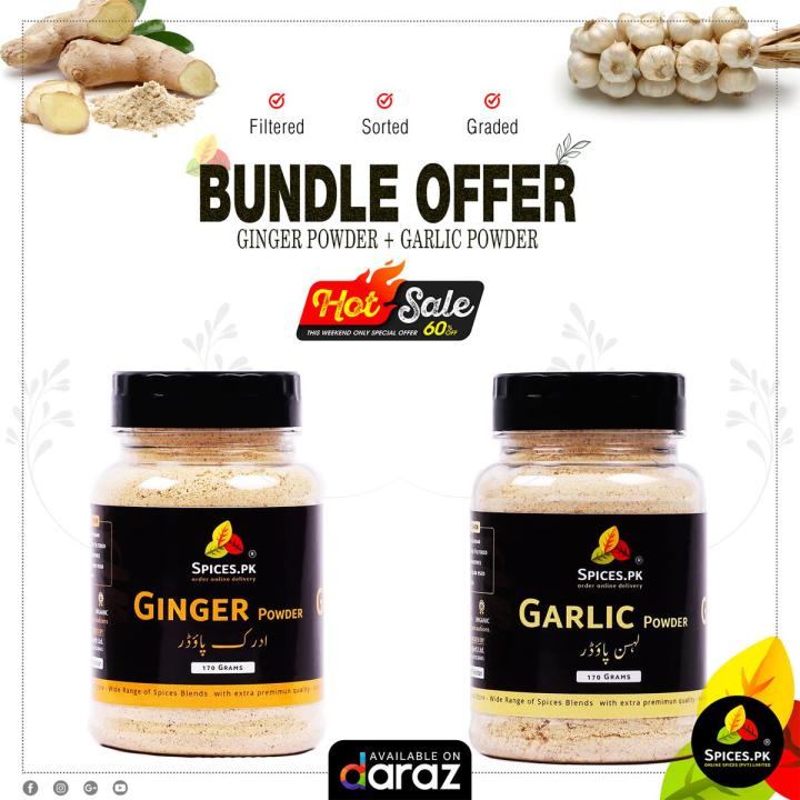 Spices.pk Bundle-07 ( Ginger Powder + Garlic Powder ) Adrak Powder + Lehsan Powder
