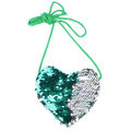 Kids Girl Dual Color Sequins Heart Shape Shoulder Bag Coin Purse Small Handbag. 